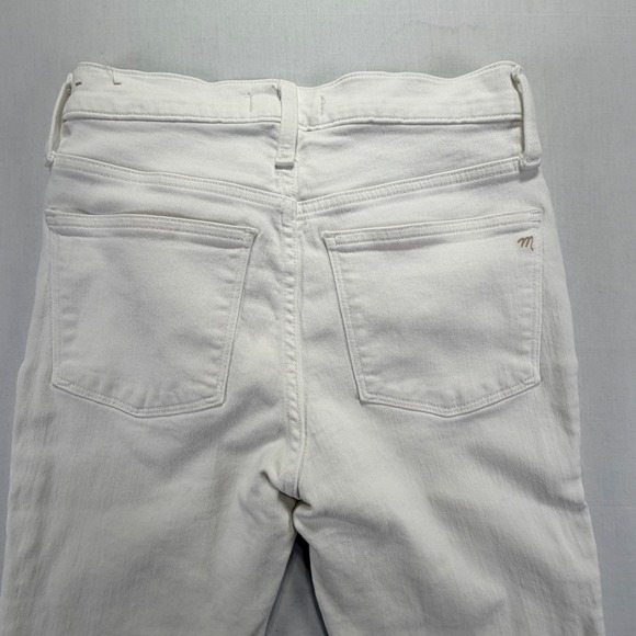 Madewell 9" Mid Rise Skinny Jeans White Button Fly Frayed Hem Size 25 - Picture 6 of 9